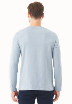 Men's Casual Long-Sleeved T-Shirt Dusty Blue