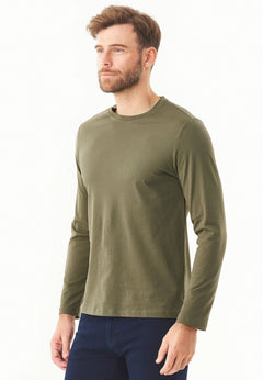 Men's Casual Long-Sleeved T-Shirt Military Olive