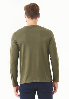 Men's Casual Long-Sleeved T-Shirt Military Olive