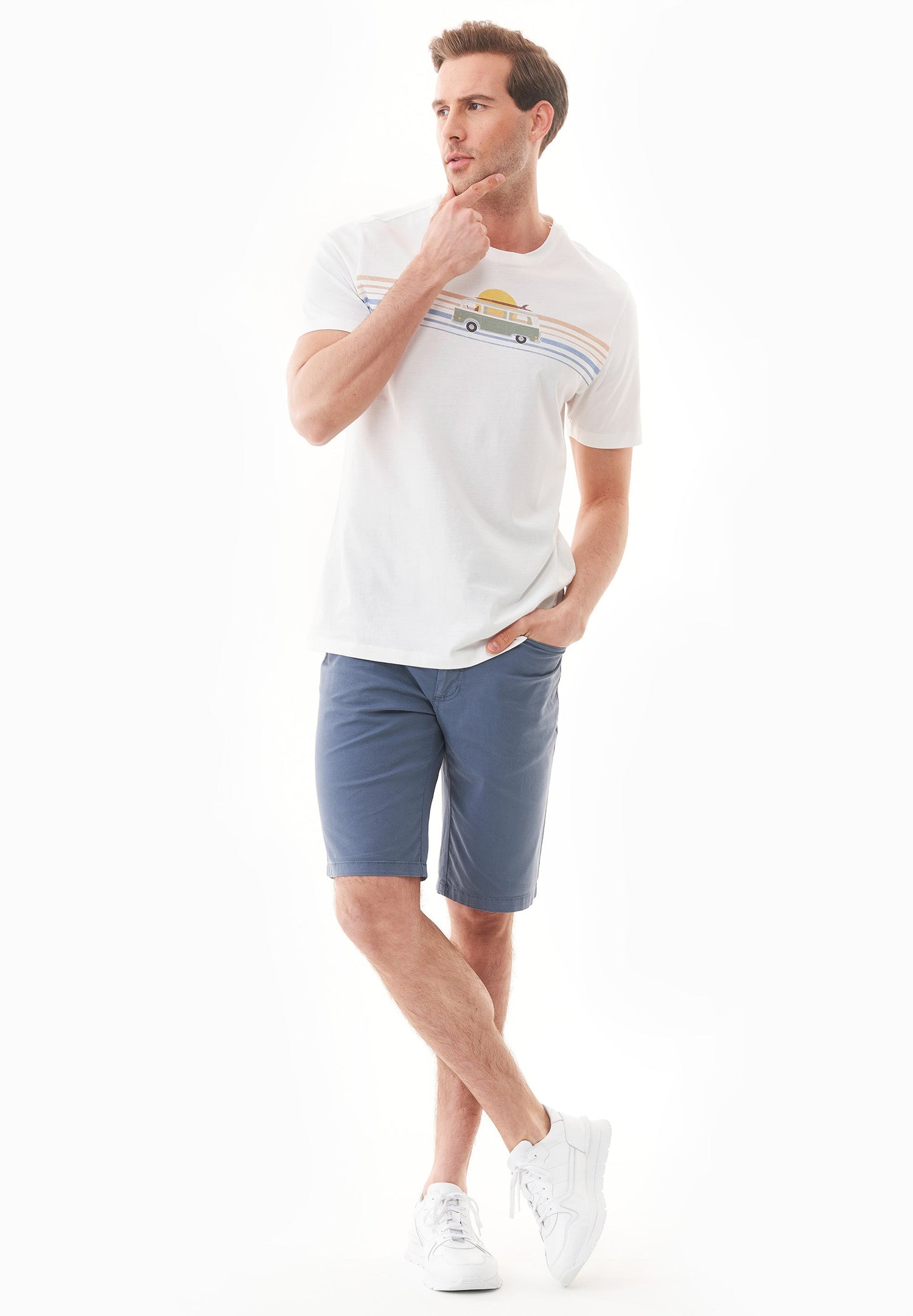 Men's Regular Fit Organic Cotton Shorts Vintage Blue