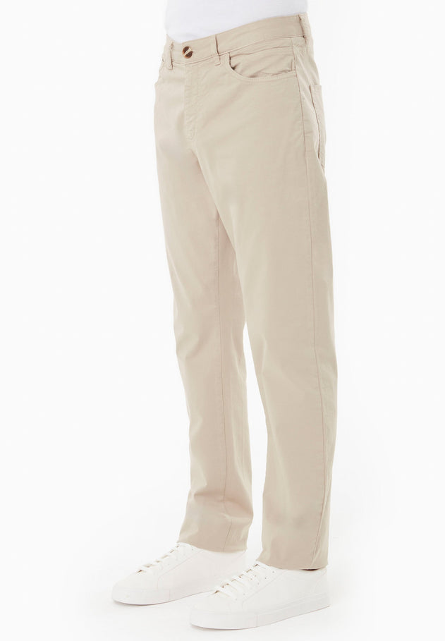 Men's Regular-Fit Organic Cotton Trousers Feather Beige