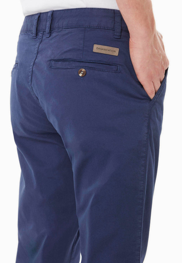 Men's Slim-Fit Organic Cotton Trousers Navy