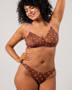 Mesh Bikini Briefs Mocha/Candy Pink