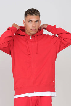 Men's Hoodie With A Zipper Red