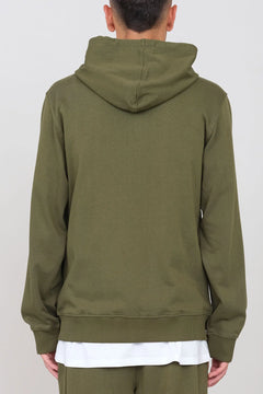 Gauzed Hoodie With A Zipper Military Green