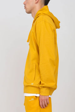 Gauzed Hoodie With A Zipper Ochre