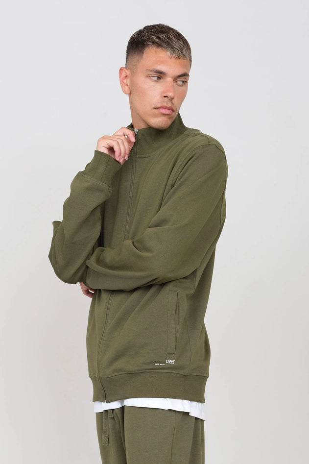 Gauze Sweatshirt With A Zipper Military Green