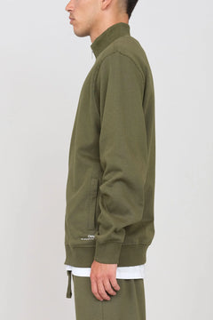Gauze Sweatshirt With A Zipper Military Green