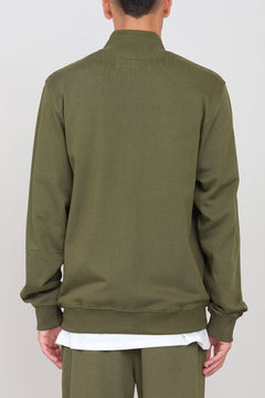 Gauze Sweatshirt With A Zipper Military Green