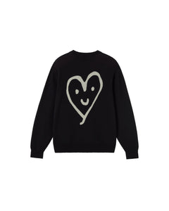 Khem Cute Heart Knitted Sweatshirt Black