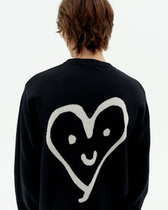 Khem Cute Heart Knitted Sweatshirt Black