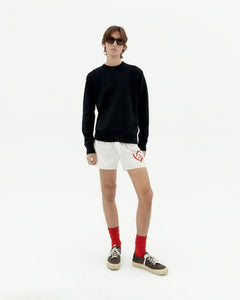 Khem Cute Heart Knitted Sweatshirt Black