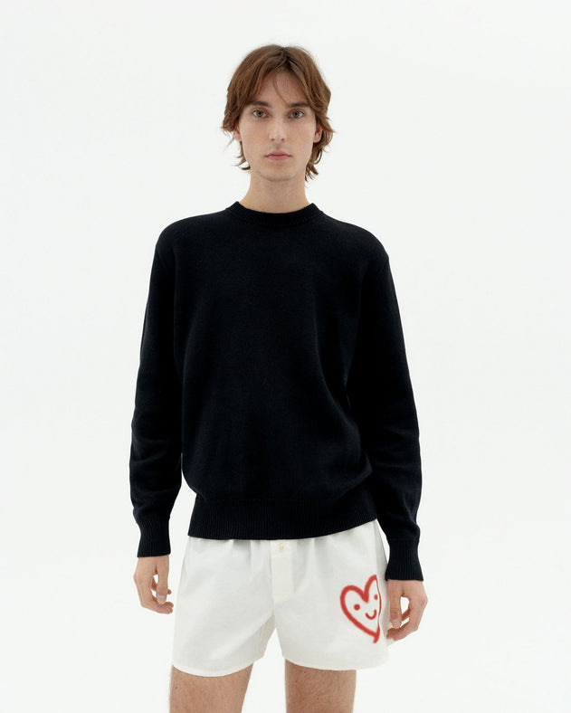 Khem Cute Heart Knitted Sweatshirt Black