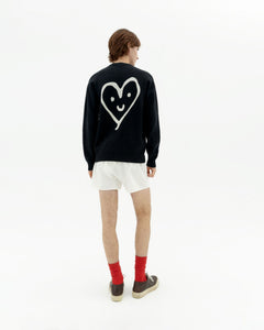 Khem Cute Heart Knitted Sweatshirt Black