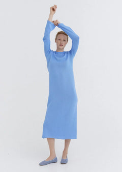Knitted Cotton Maxi Dress Sky
