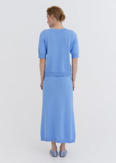 Knitted Cotton Short Sleeve Top Sky