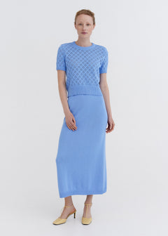 Knitted Cotton Lace Top Sky