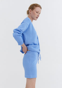 Knitted Cotton Cardigan with Buttons Sky