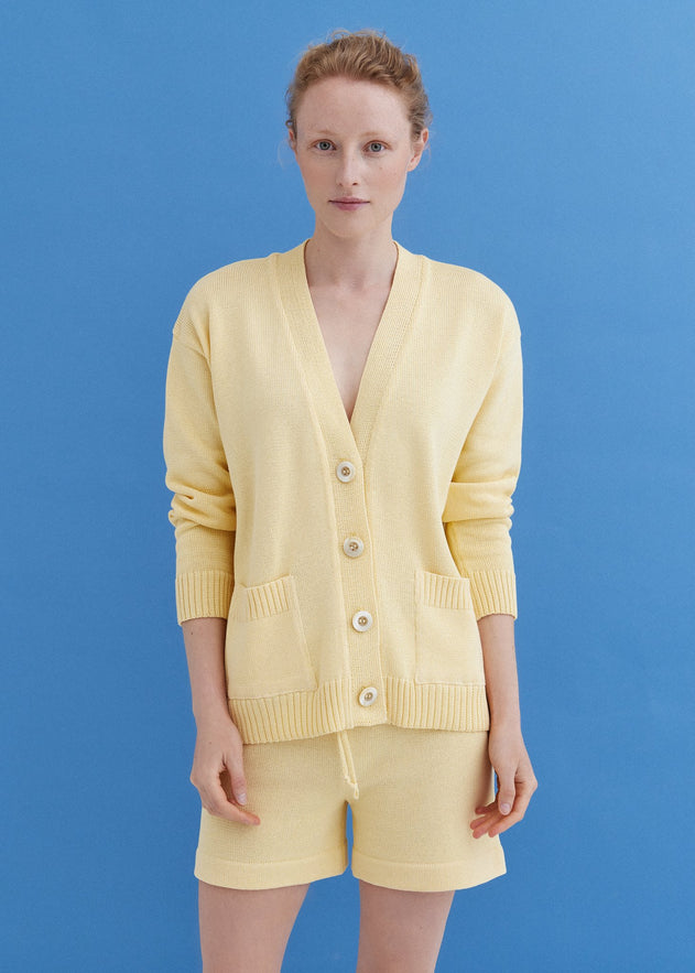 Knitted Cotton Cardigan with Buttons Sun
