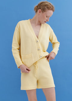 Knitted Cotton Cardigan and Shorts Set Sun