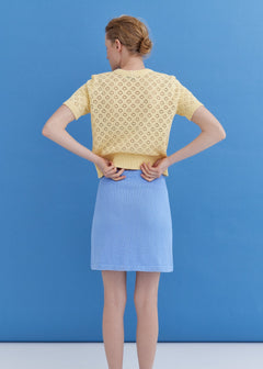 Knitted Cotton Mini Skirt Sky