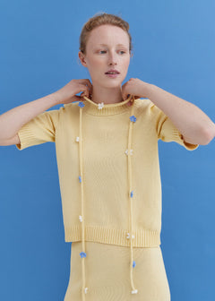 Knitted Cotton Short Sleeve Top Sun