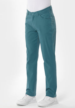Men's Five-Pocket Organic Cotton Trousers Petrol Green