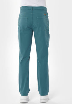 Men's Five-Pocket Organic Cotton Trousers Petrol Green