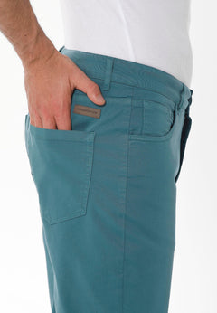 Men's Five-Pocket Organic Cotton Trousers Petrol Green