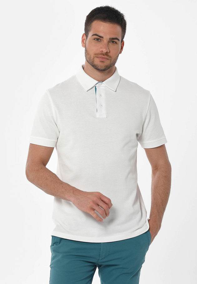 Men's Pique Polo T-Shirt Off White