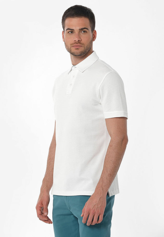 Men's Pique Polo T-Shirt Off White