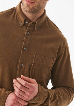 Men's Corduroy Button-Up Shirt Camel