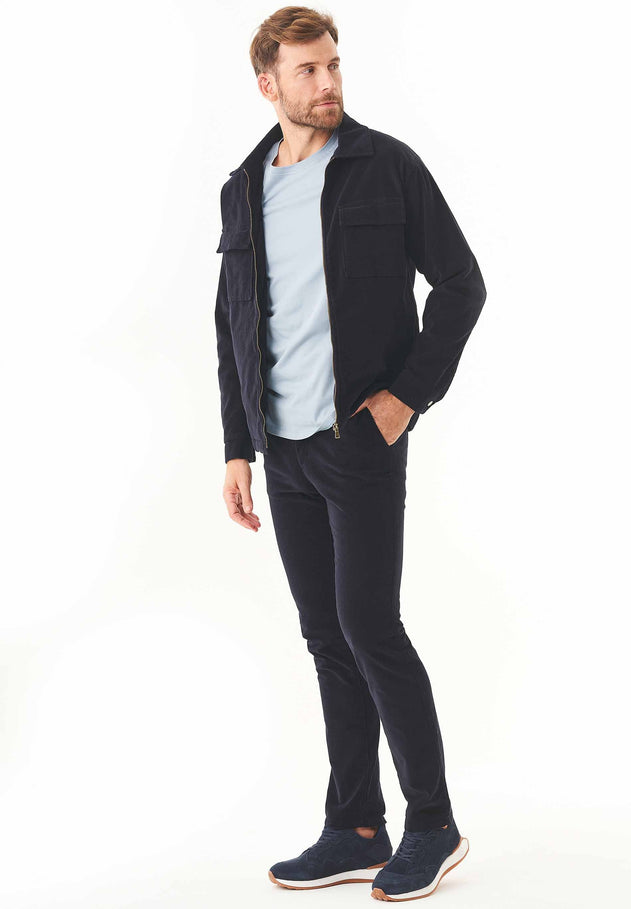 Men's Full Zip Corduroy Overshirt Dark Navy