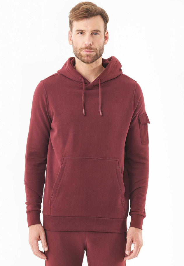 Men's Soft Touch Hoodie With Sleeve Pocket Bordeaux