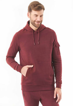 Men's Soft Touch Hoodie With Sleeve Pocket Bordeaux