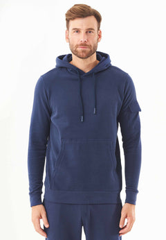 Men's Soft Touch Hoodie With Sleeve Pocket Navy