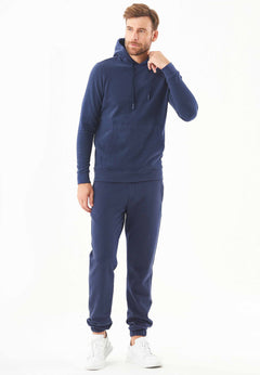 Men's Soft Touch Hoodie With Sleeve Pocket Navy