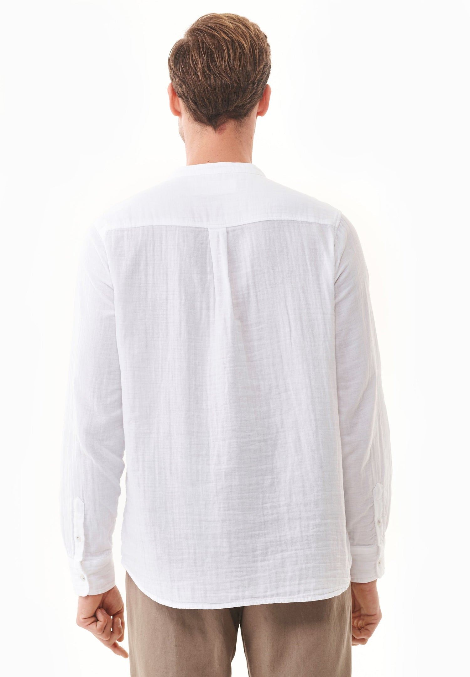 Men's Stand-Up Collar Organic Cotton Shirt White