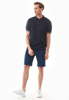 Men's Slim Fit Knit Polo Shirt Navy