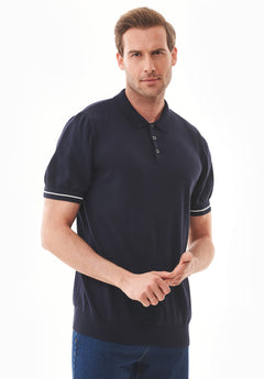 Men's Slim Fit Knit Polo Shirt Navy