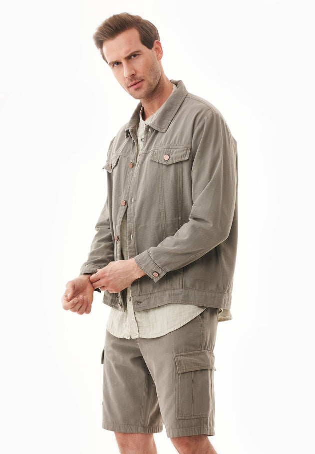 Men's Organic Cotton Shirt Jacket Smokey Olive