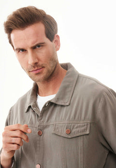 Men's Organic Cotton Shirt Jacket Smokey Olive