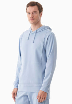 Men's Organic Cotton Pique Hoodie Ice Blue