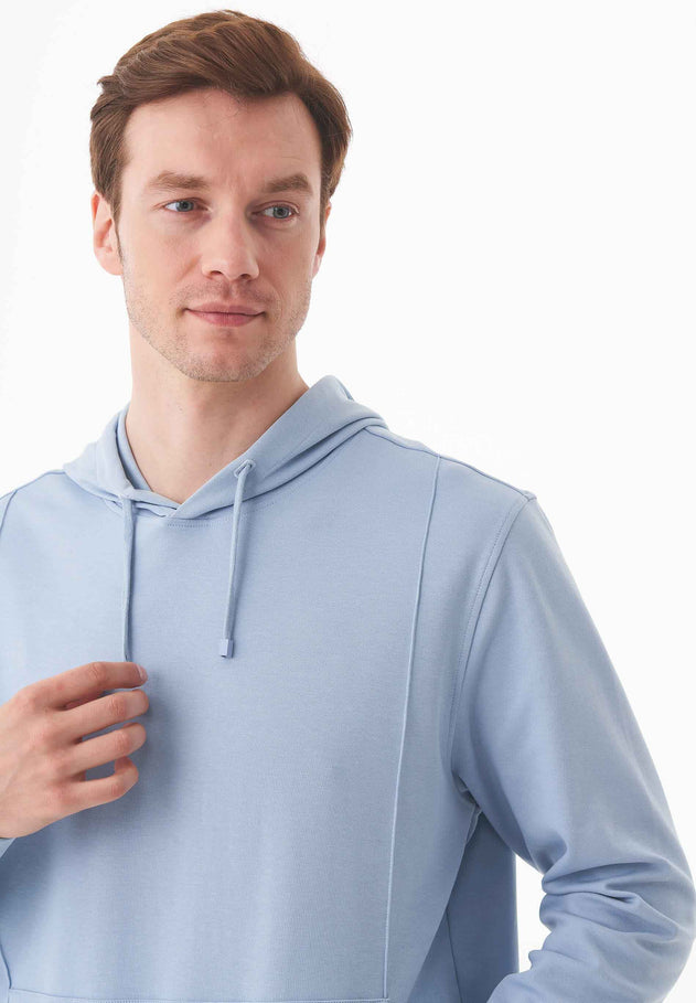 Men's Organic Cotton Pique Hoodie Ice Blue