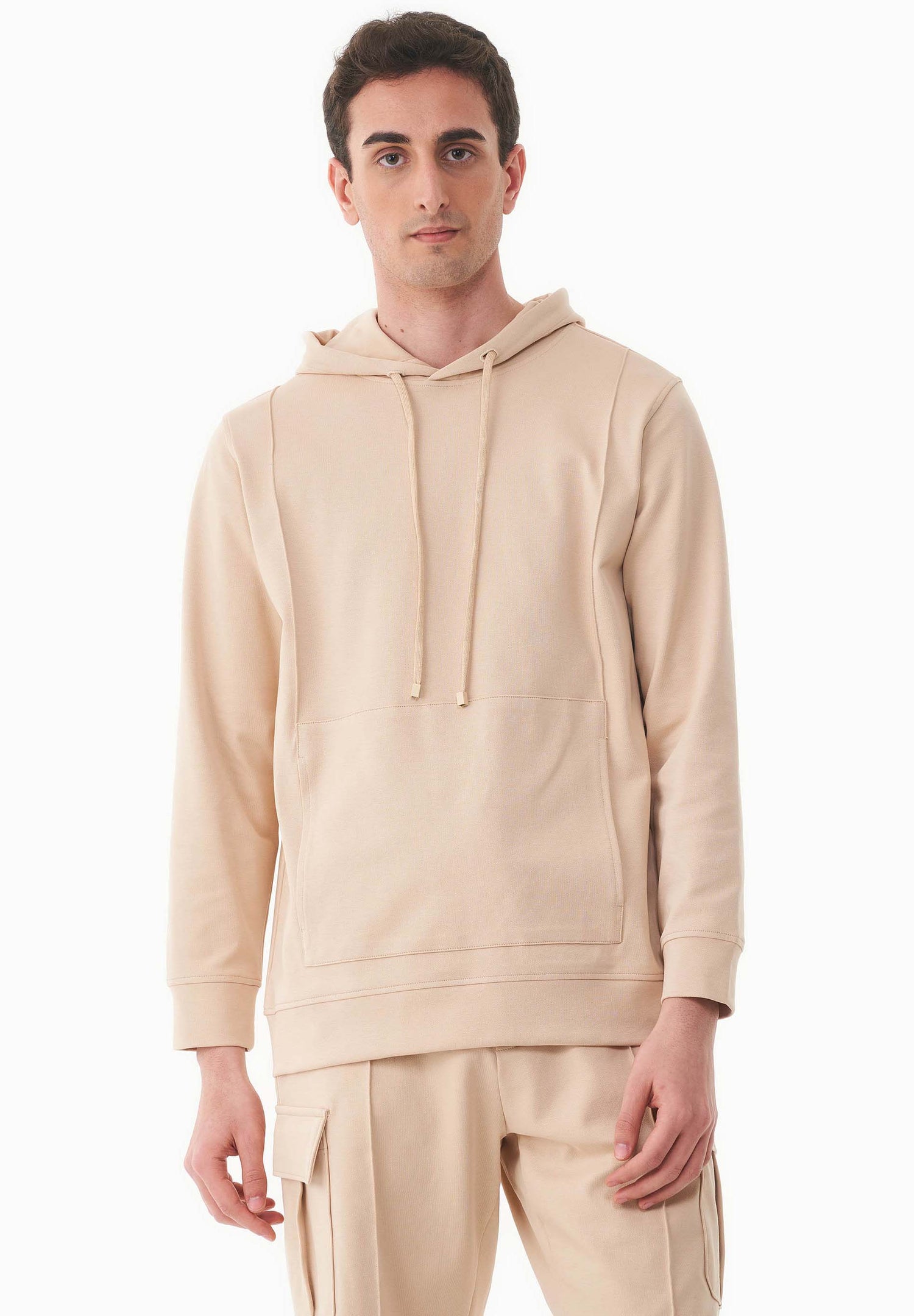 Men's Organic Cotton Pique Hoodie Soft Beige