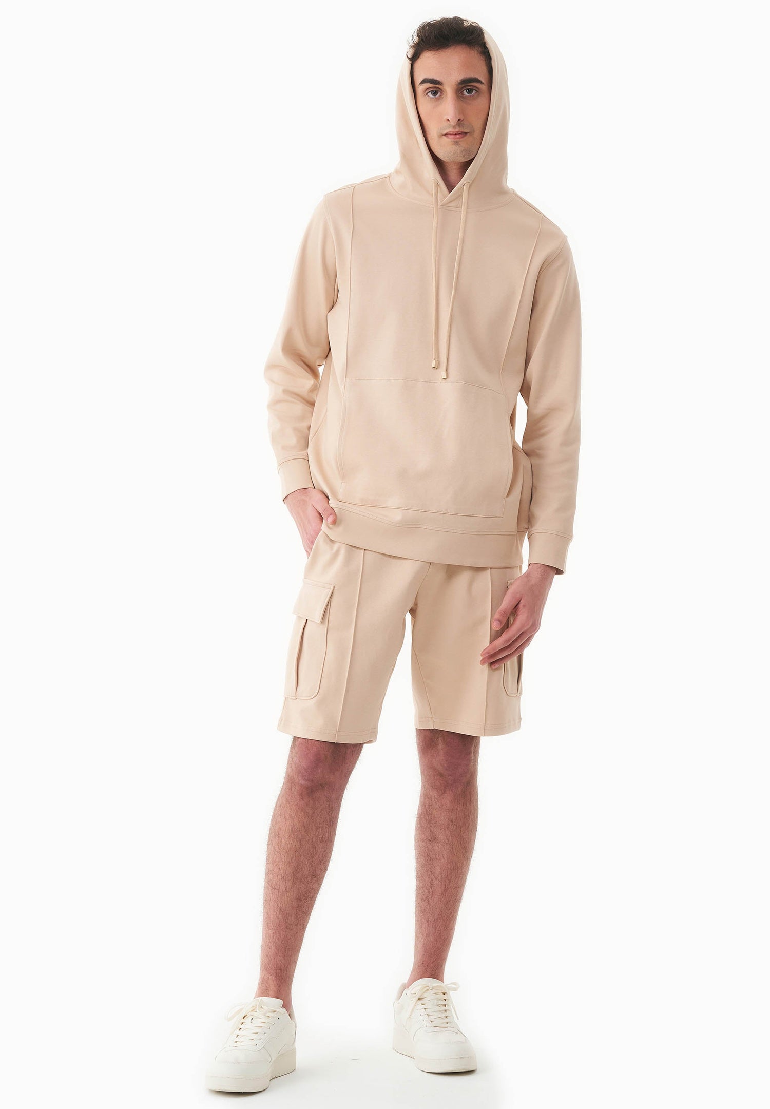 Men's Organic Cotton Pique Hoodie Soft Beige
