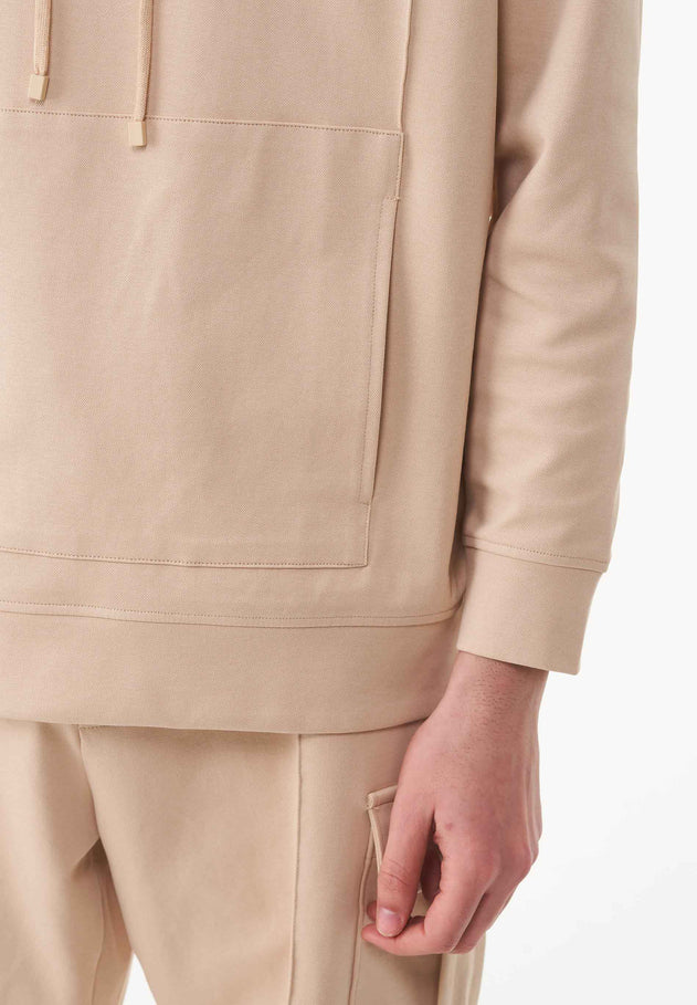 Men's Organic Cotton Pique Hoodie Soft Beige
