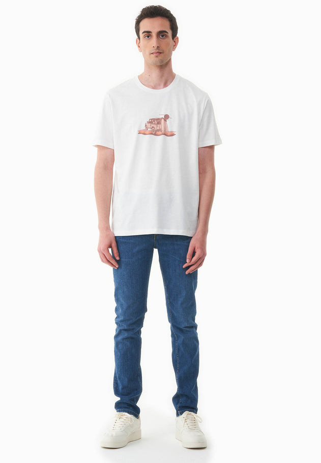 Men's Sunset Surf Organic Cotton T-Shirt Off White