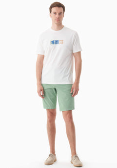 Men's Palm Tree Print Organic Cotton T-Shirt Off White