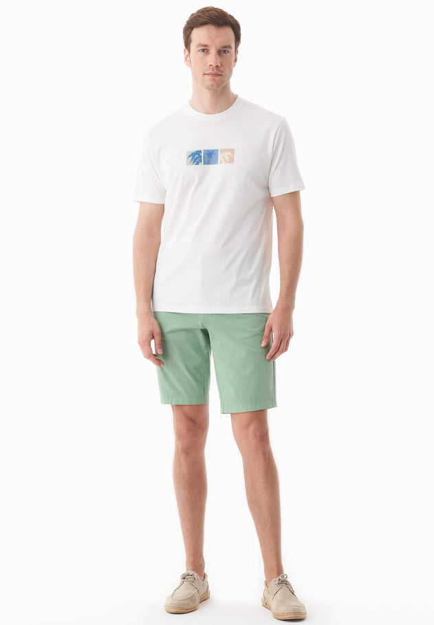 Men's Palm Tree Print Organic Cotton T-Shirt Off White